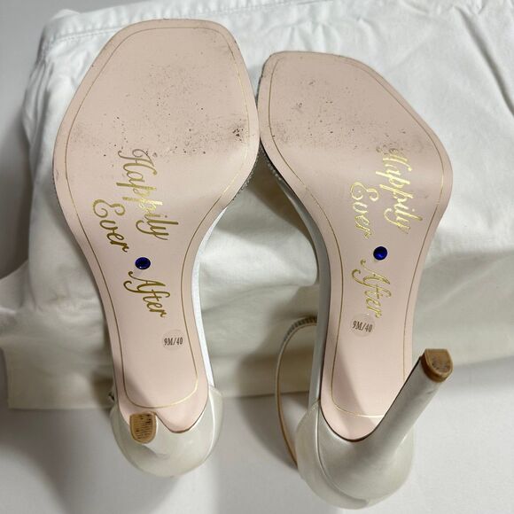 Jessica Simpson Ostey Sandals Sz 9 Silver Ankle Strap Square Toe Stiletto Heel - Picture 8 of 12